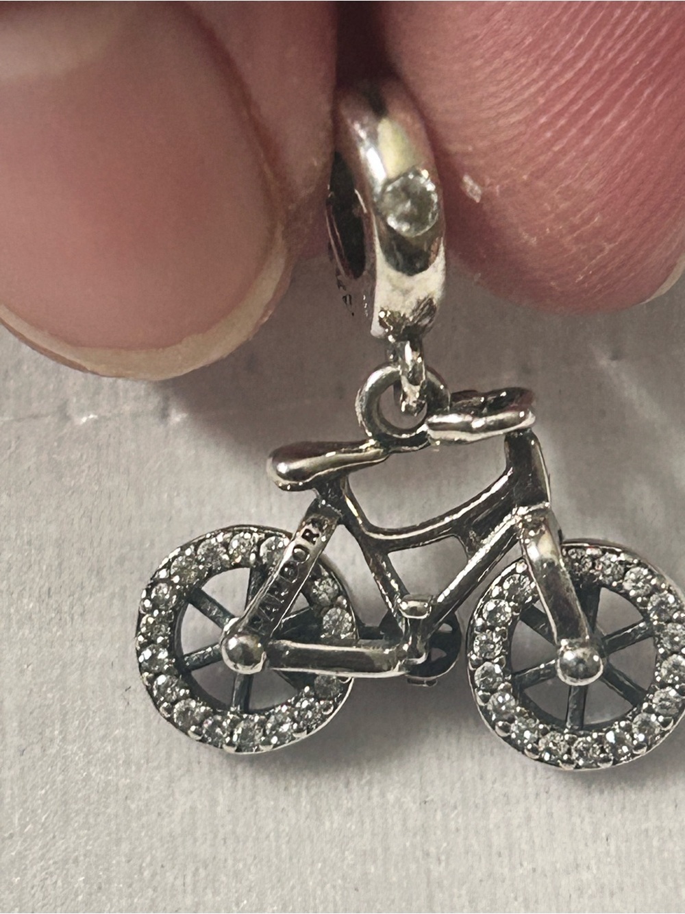 Pandora Sterling Silver Bicycle Charm with Sparkling Wheels